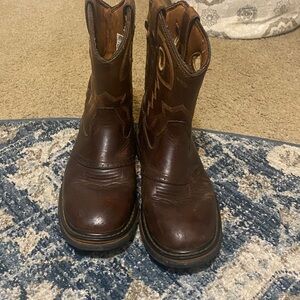 Rocky Leather Kids Old Town Pull-on Cowboy Western Boots Sz 6m